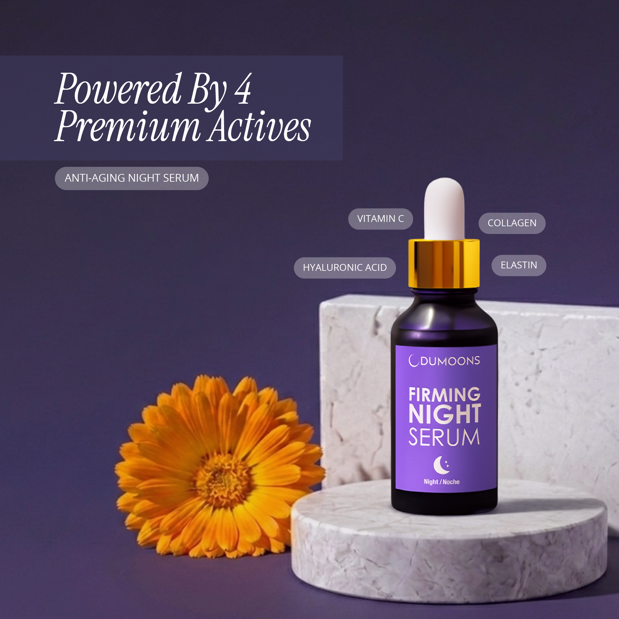 Anti-Aging Night Serum – Hyaluronic Acid, Collagen & Vitamin C, 0.67 fl oz