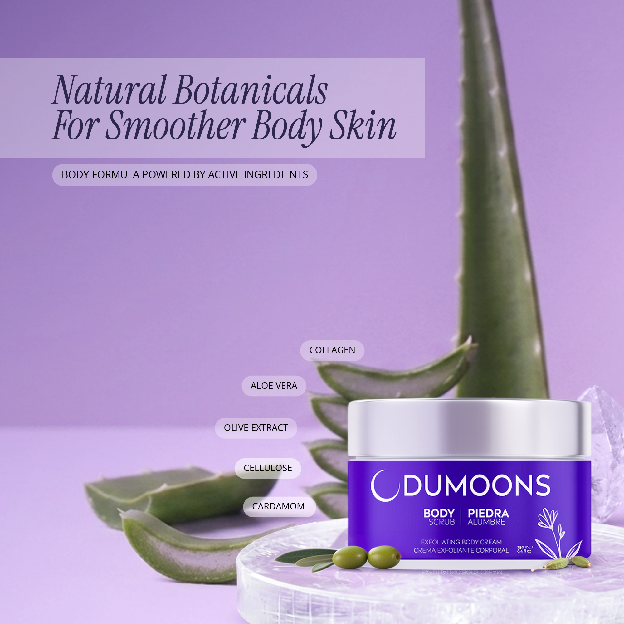 Exfoliating Body Scrub – Olive, Aloe Vera & Cardamom, 7 oz