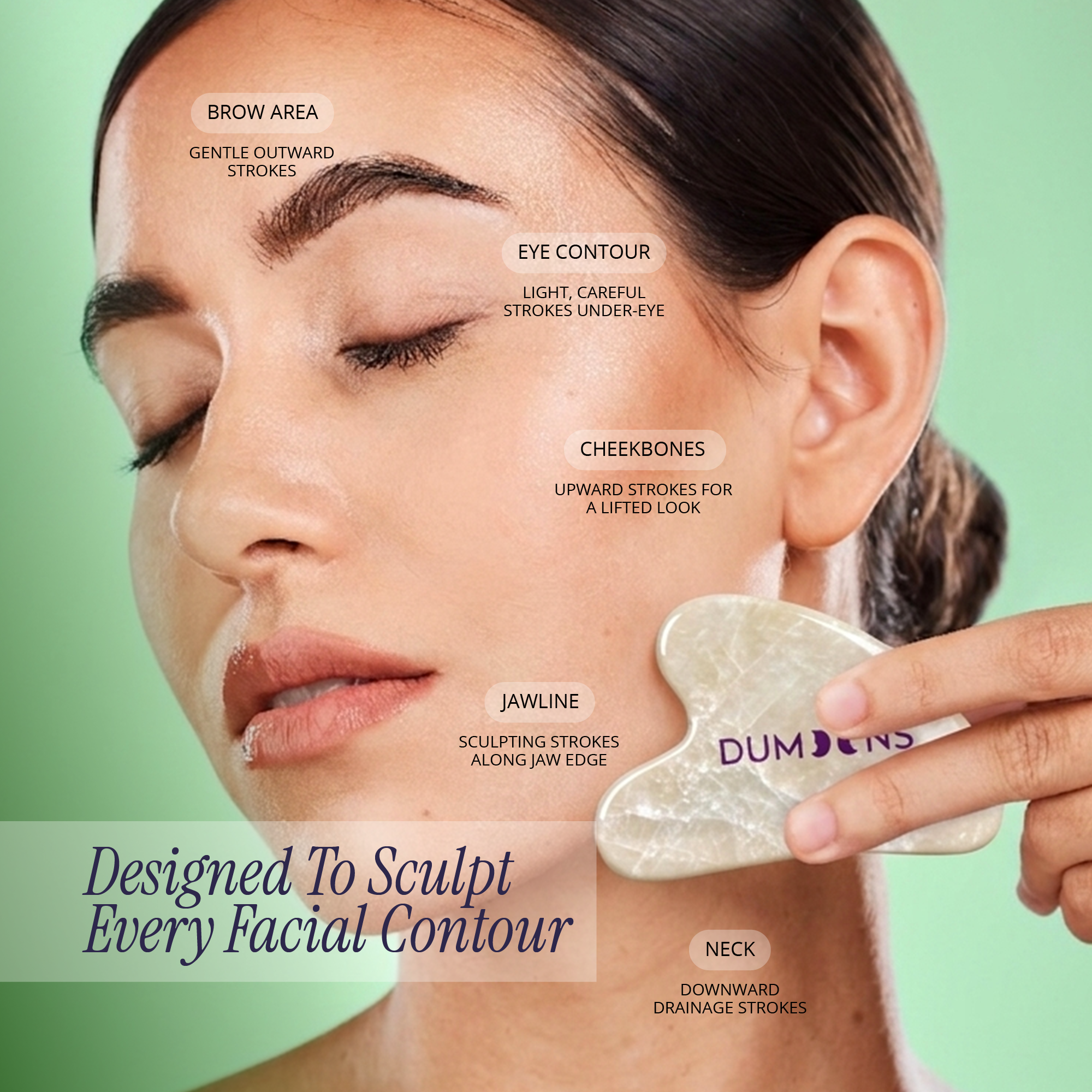 Jade Gua Sha Facial Tool – Depuffing, Sculpting & Lymphatic Drainage