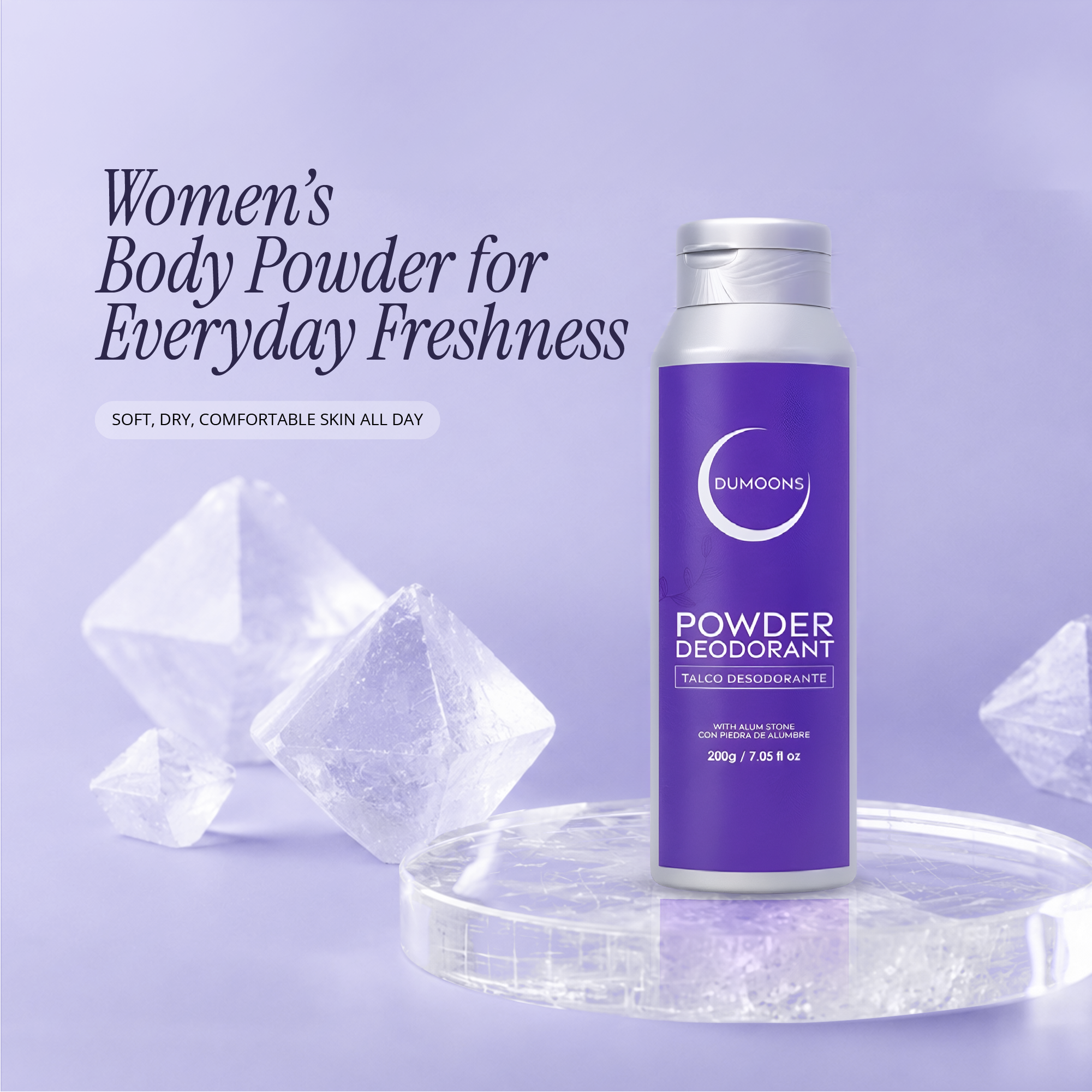 Deodorant Body & Foot Powder – Zinc Oxide & Micronized Alum, Travel Size