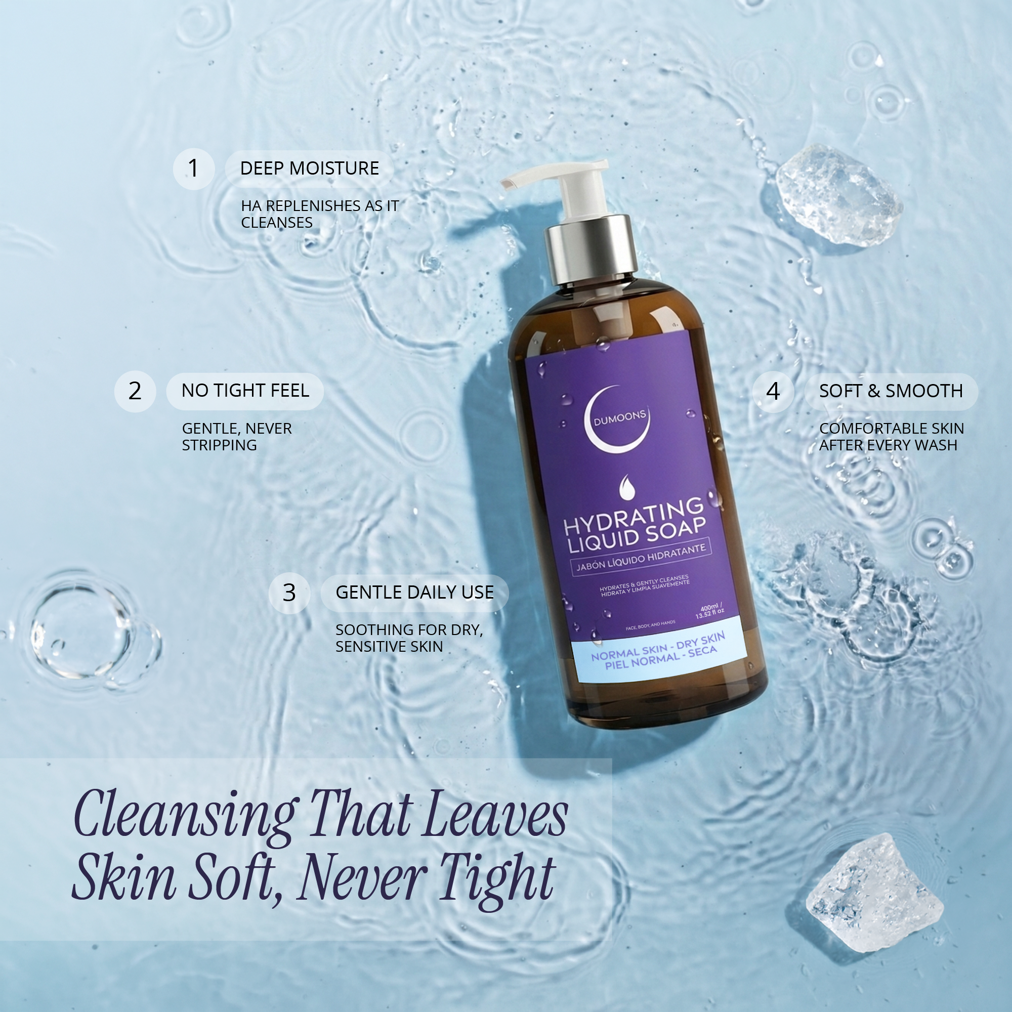 Hydrating Facial Cleanser – Hyaluronic Acid & Alum Stone, 13.5 fl oz