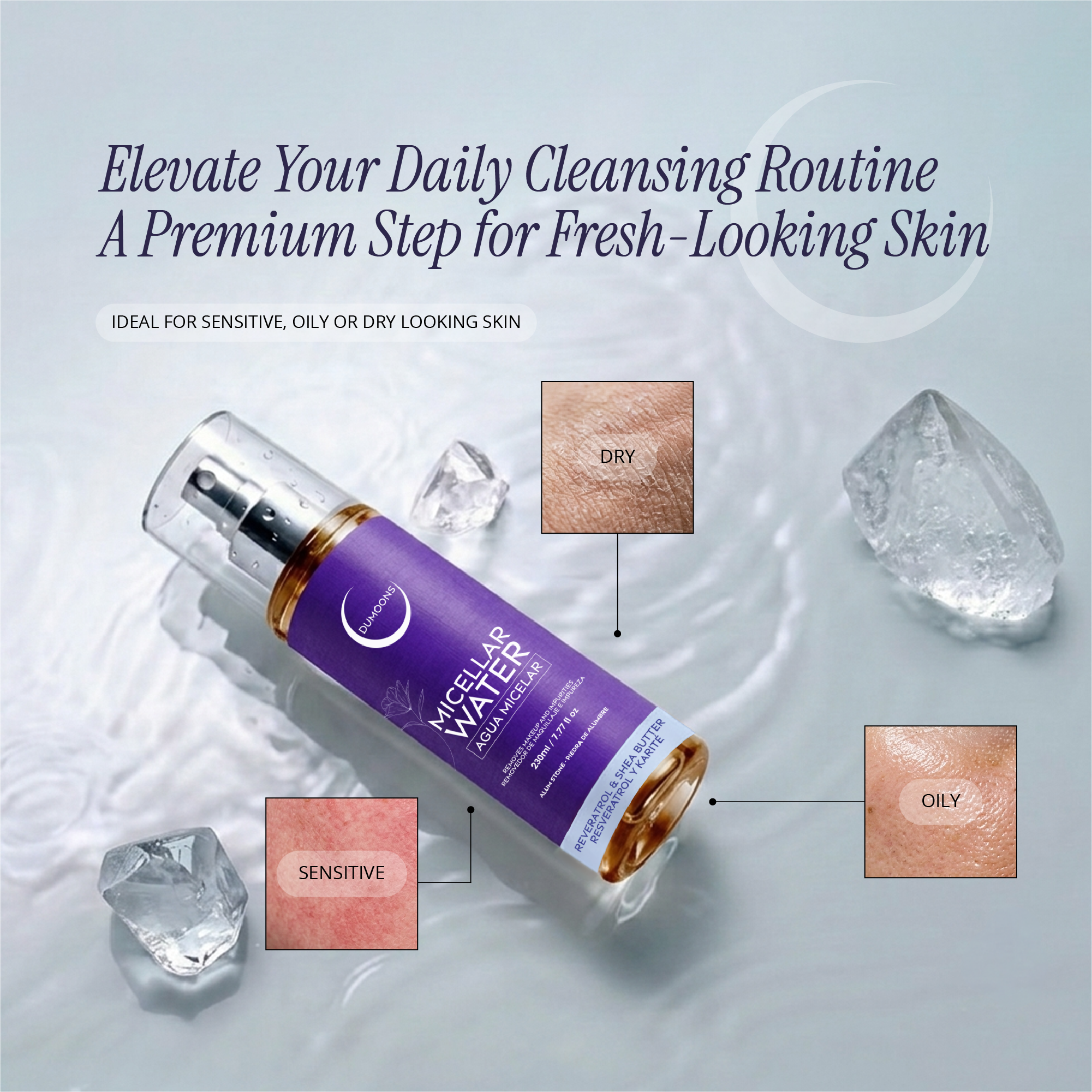 Micellar Water Makeup Remover – Alum Stone Infused, 7.7 oz