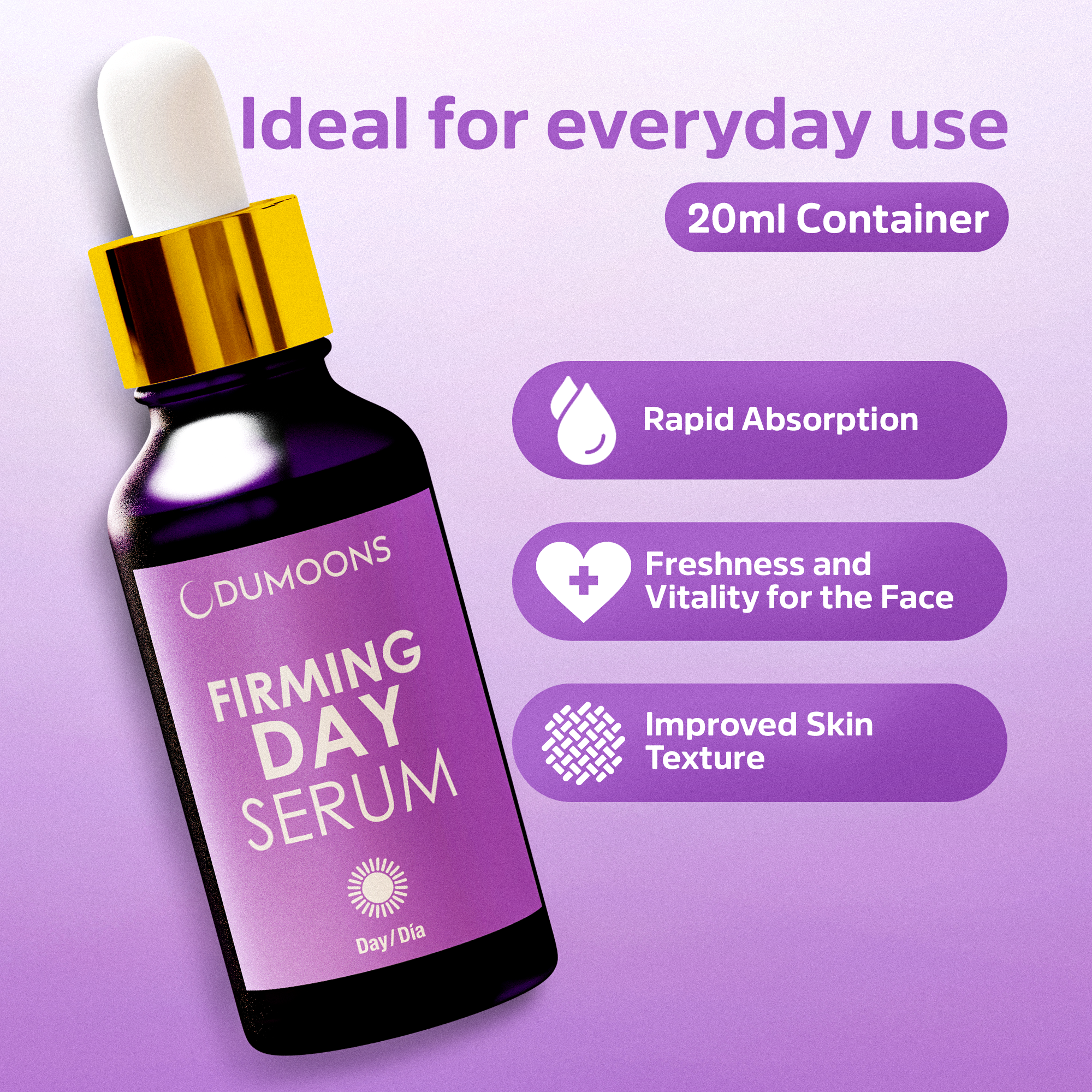 Anti-Aging Day Serum, Facial Serum with Hyaluronic Acid, Collagen, Vitamin C & Calendula Oil, Lightweight Hydrating Serum for Face, Daily Skin Care for Women & Men, 0.67 fl oz