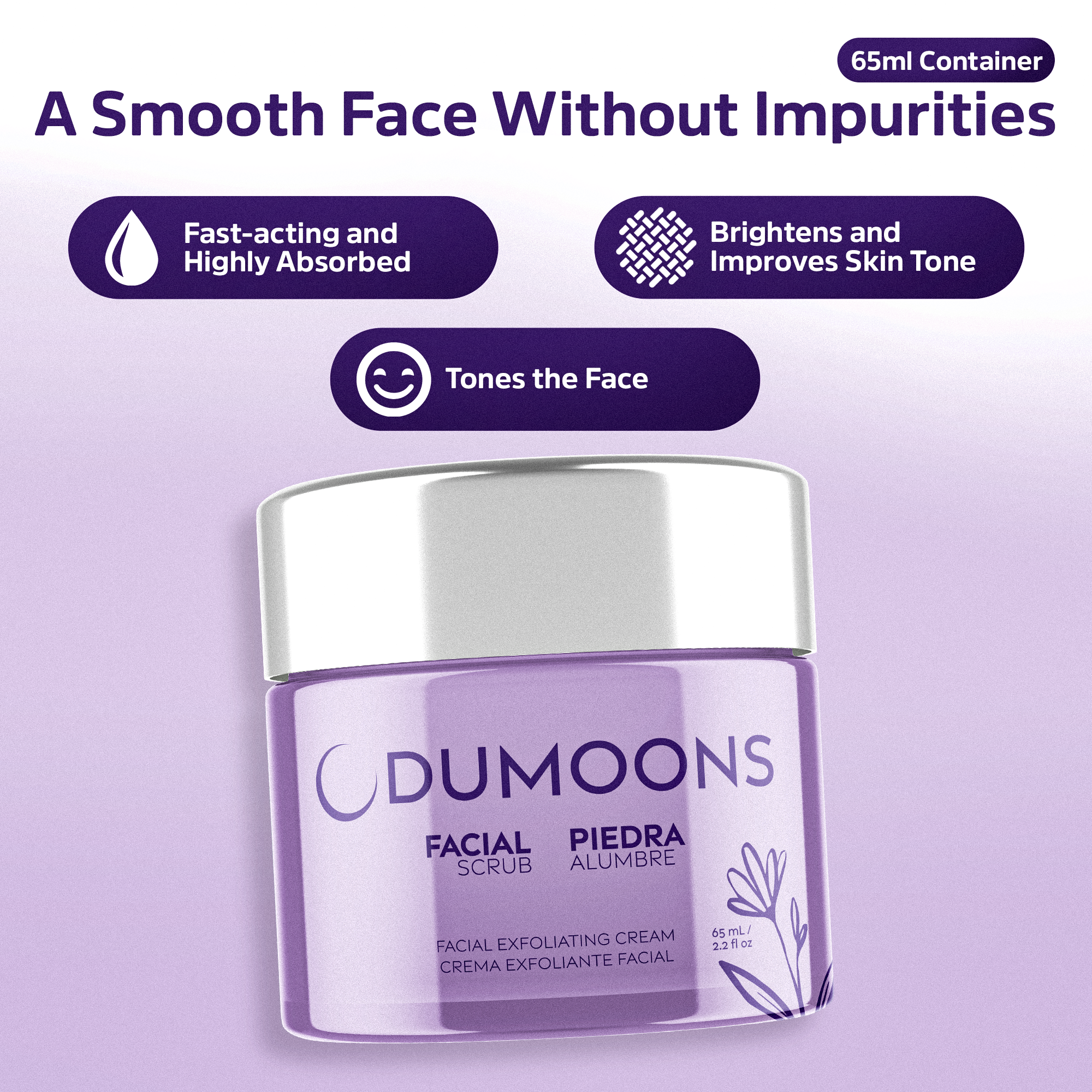 Facial Exfoliator, Face Scrub for Women & Men, Dead Skin Remover for Smoother-Looking Skin, Exfoliating Face Scrub for Blackheads & Dull Skin, 2.2 oz