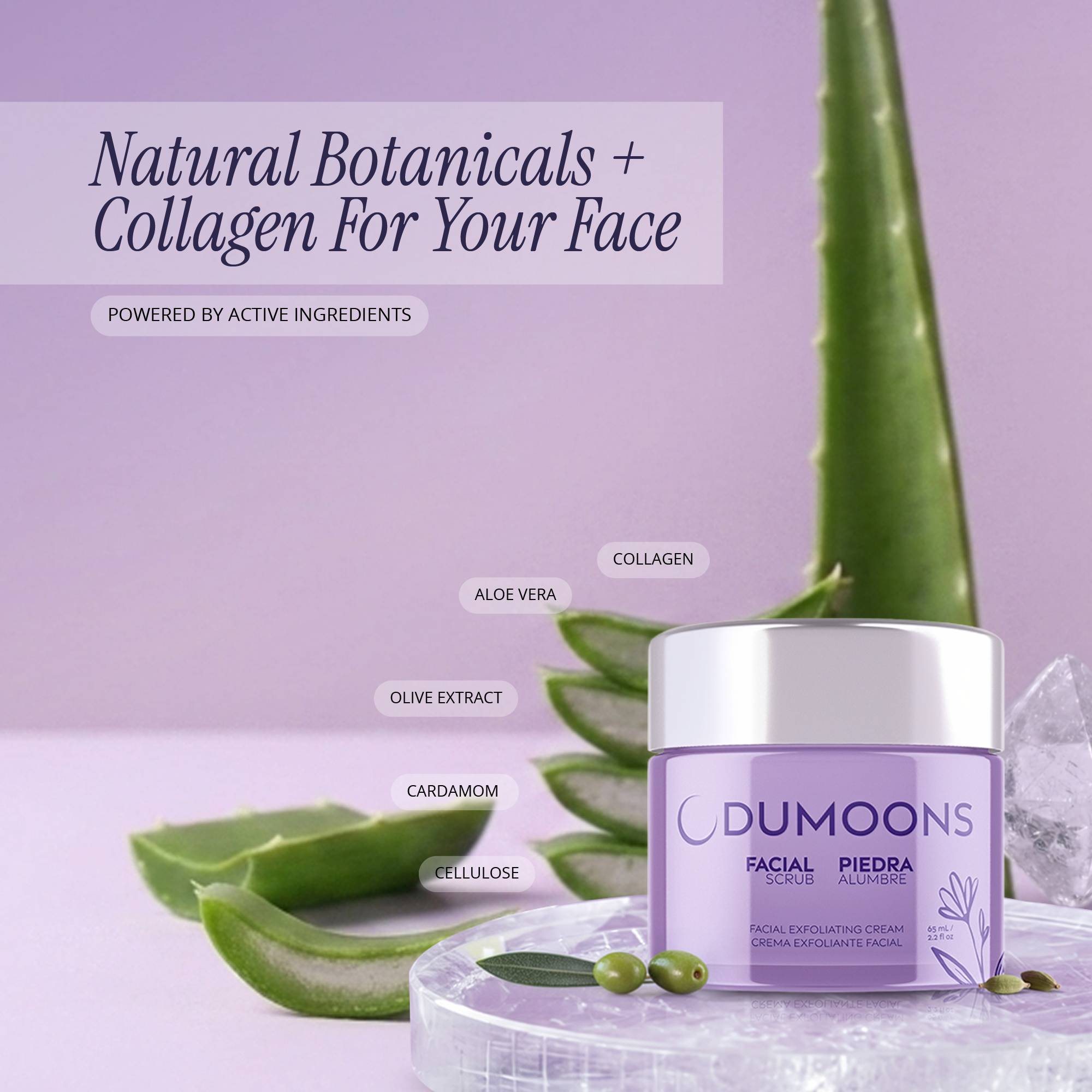 Exfoliating Face Scrub – Collagen, Aloe Vera & Micronized Alum, 2.2 oz