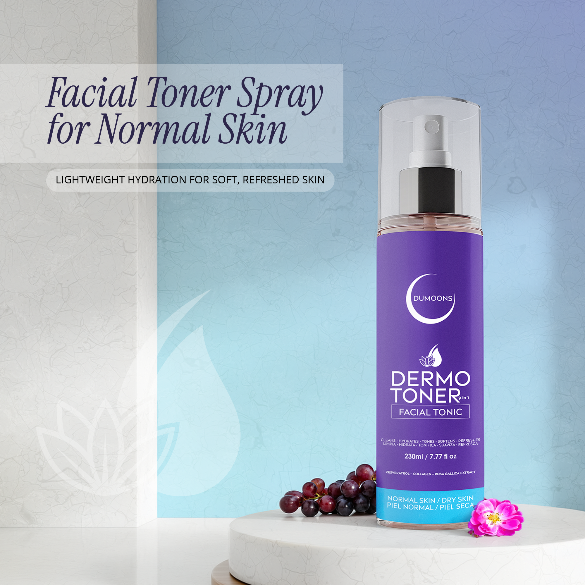 9-in-1 Hydrating Face Mist Toner – Alum Stone Infused, 6.7 fl oz