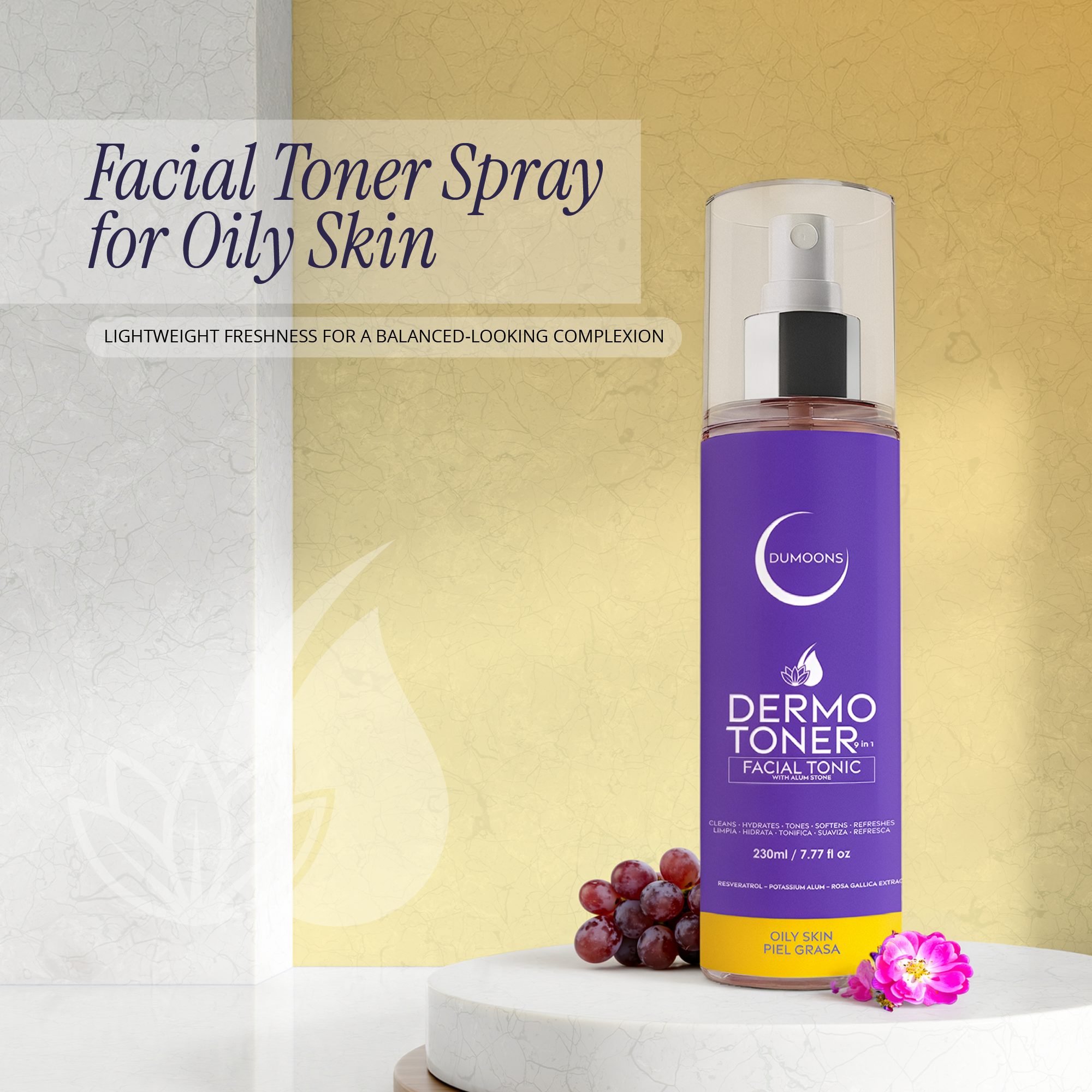 9-in-1 Hydrating Face Mist Toner – Alum Stone Infused, 6.7 fl oz