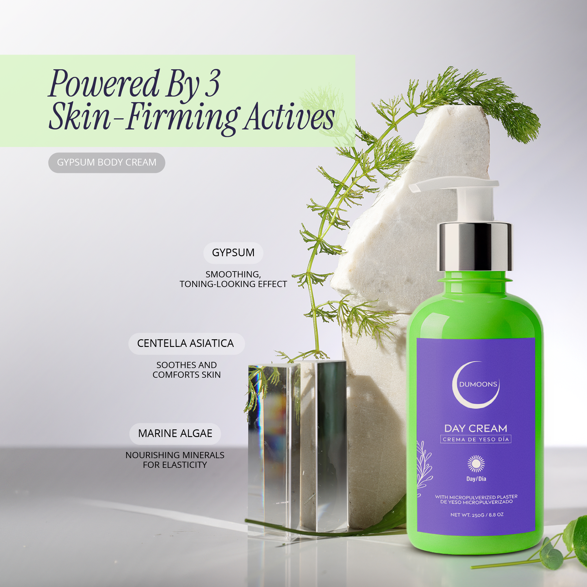 DUMOONS Firming Body Day Cream – Gypsum, Seaweed & Centella Asiatica, 8.8 oz