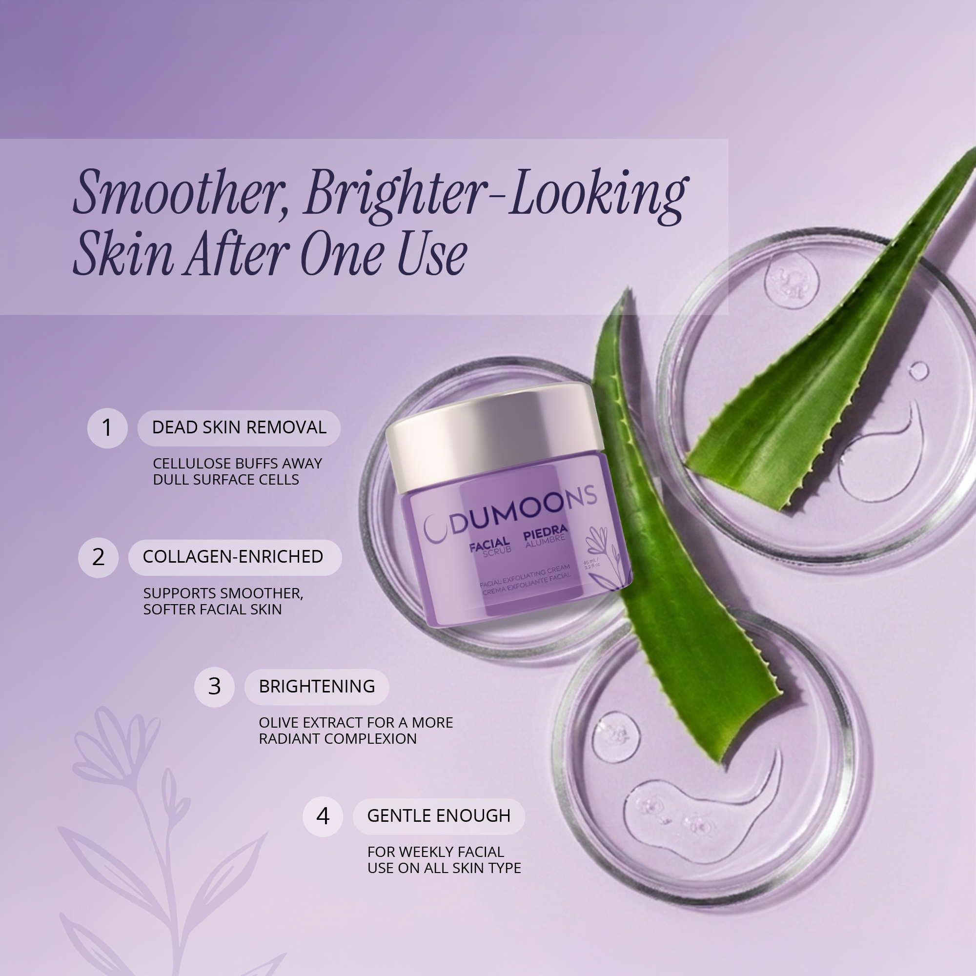 Exfoliating Face Scrub – Collagen, Aloe Vera & Micronized Alum, 2.2 oz