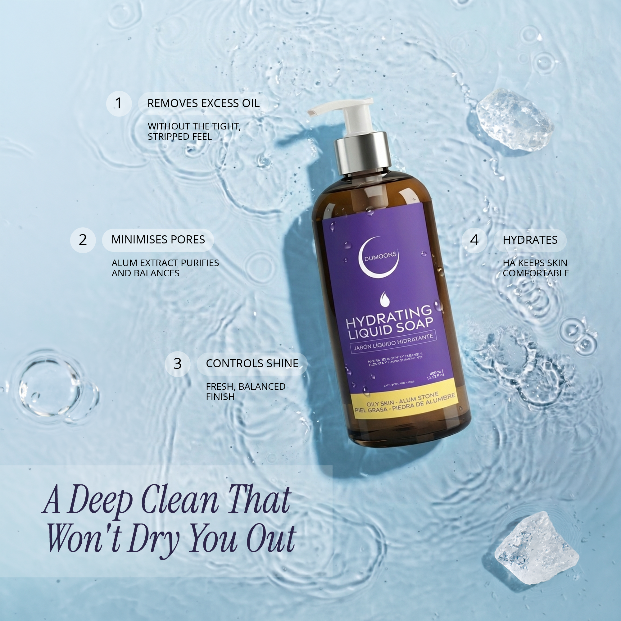 Hydrating Facial Cleanser – Hyaluronic Acid & Alum Stone, 13.5 fl oz