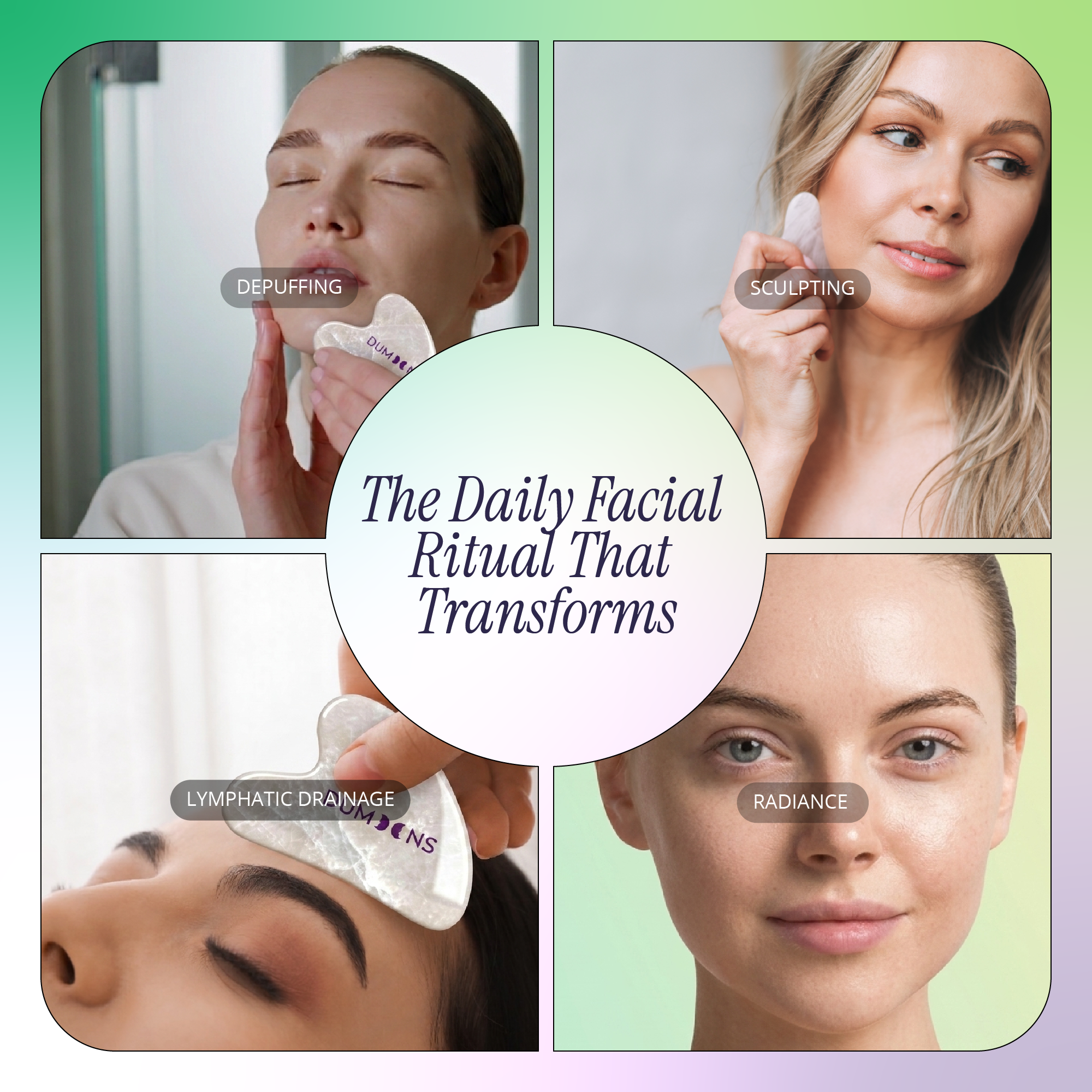 Jade Gua Sha Facial Tool – Depuffing, Sculpting & Lymphatic Drainage