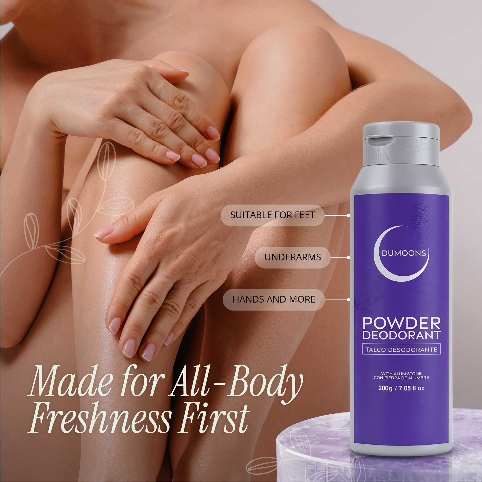 Deodorant Body & Foot Powder – Zinc Oxide & Micronized Alum, Travel Size