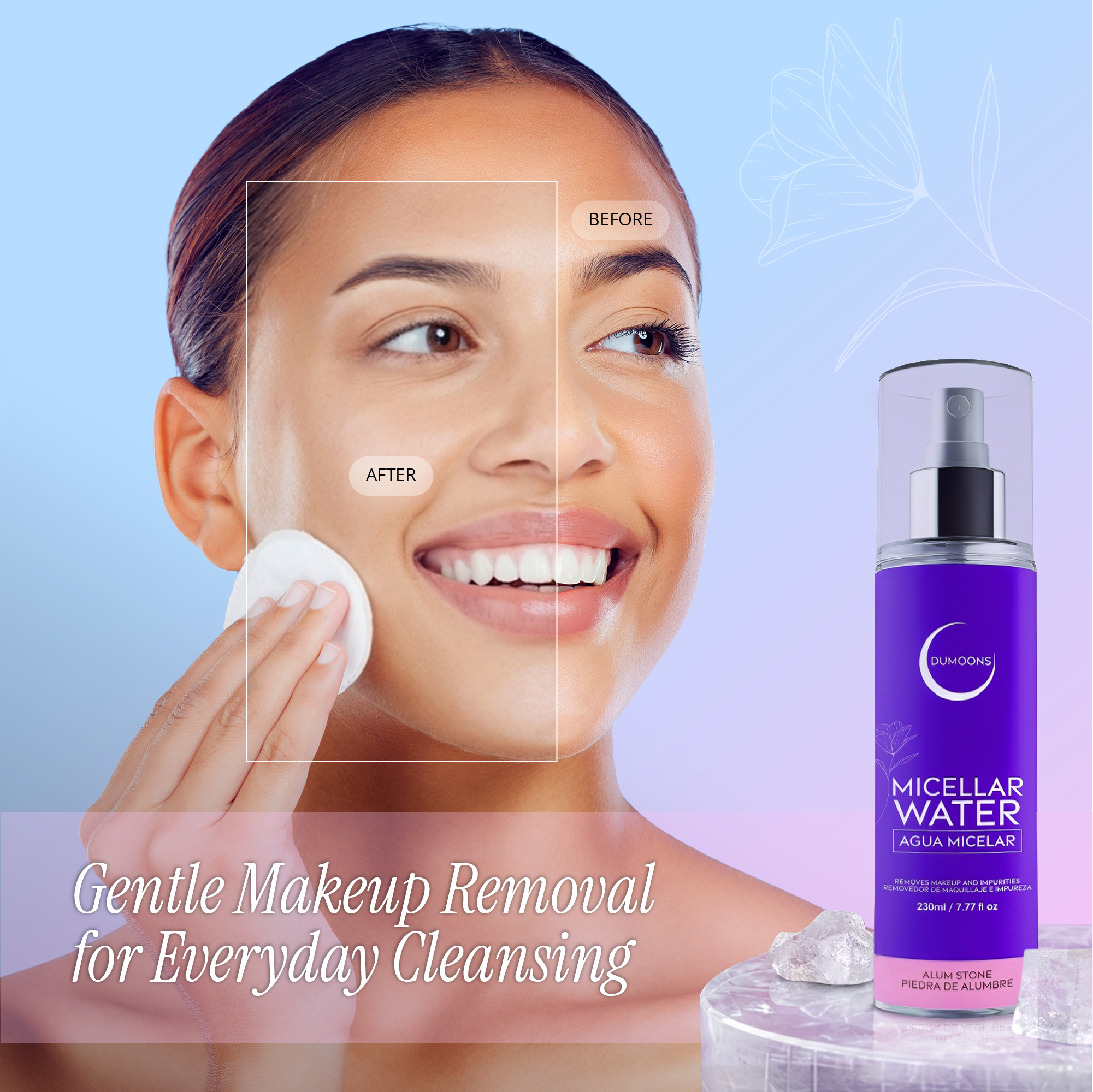 Micellar Water Makeup Remover – Alum Stone Infused, 7.7 oz