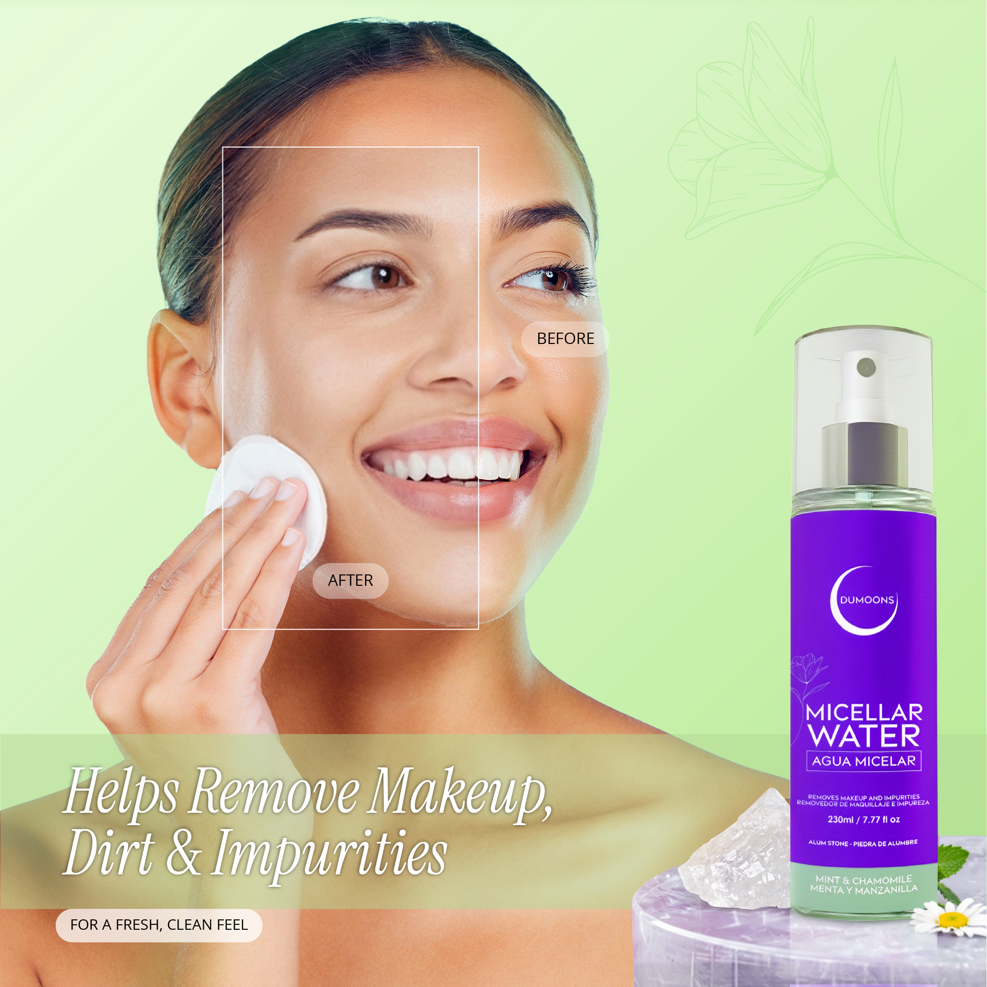 Micellar Water Makeup Remover – Alum Stone Infused, 7.7 oz