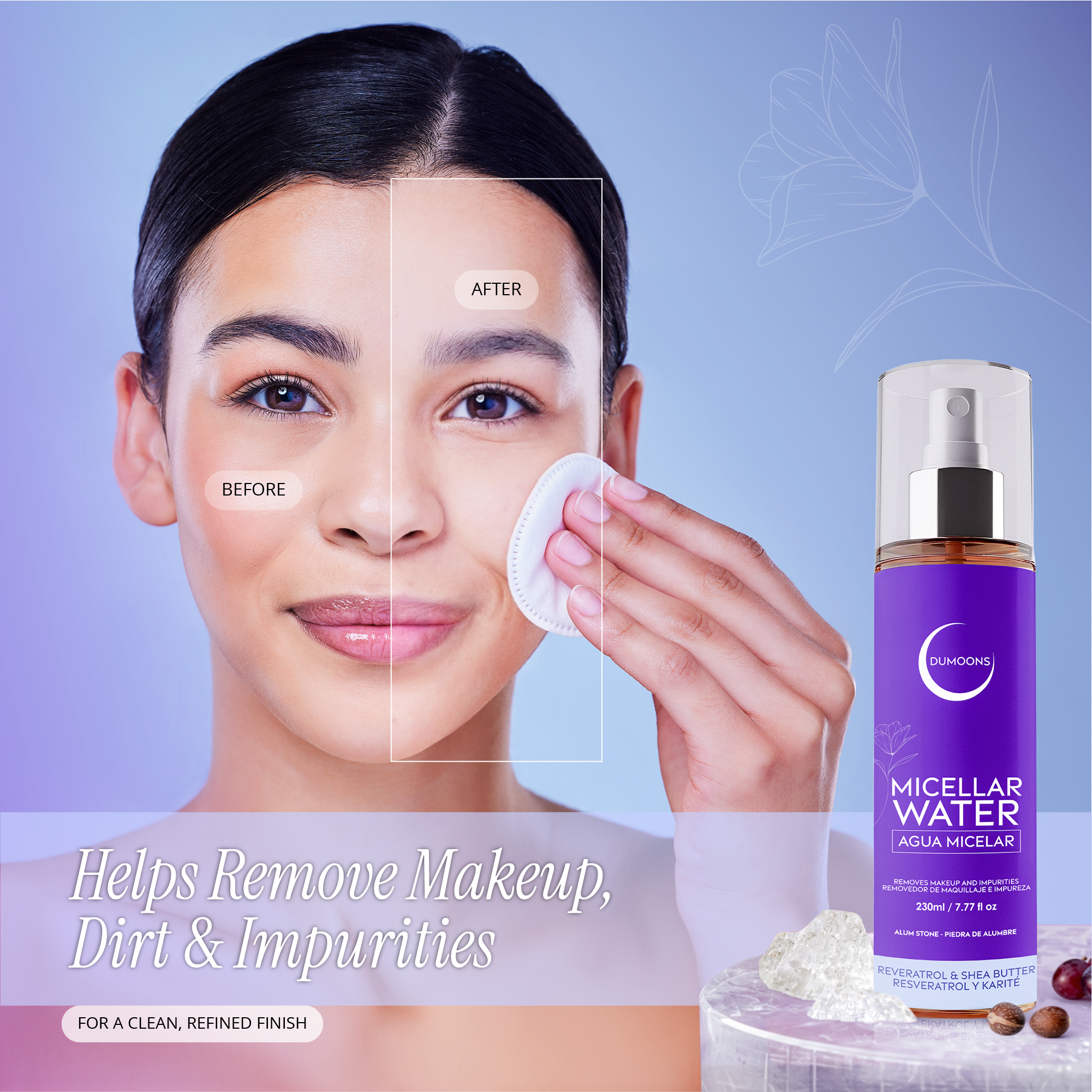 Micellar Water Makeup Remover – Alum Stone Infused, 7.7 oz