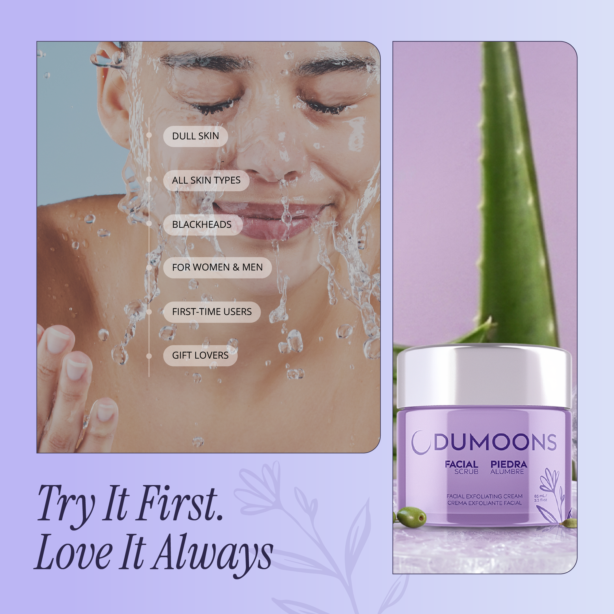 Exfoliating Face Scrub – Collagen, Aloe Vera & Micronized Alum, 2.2 oz