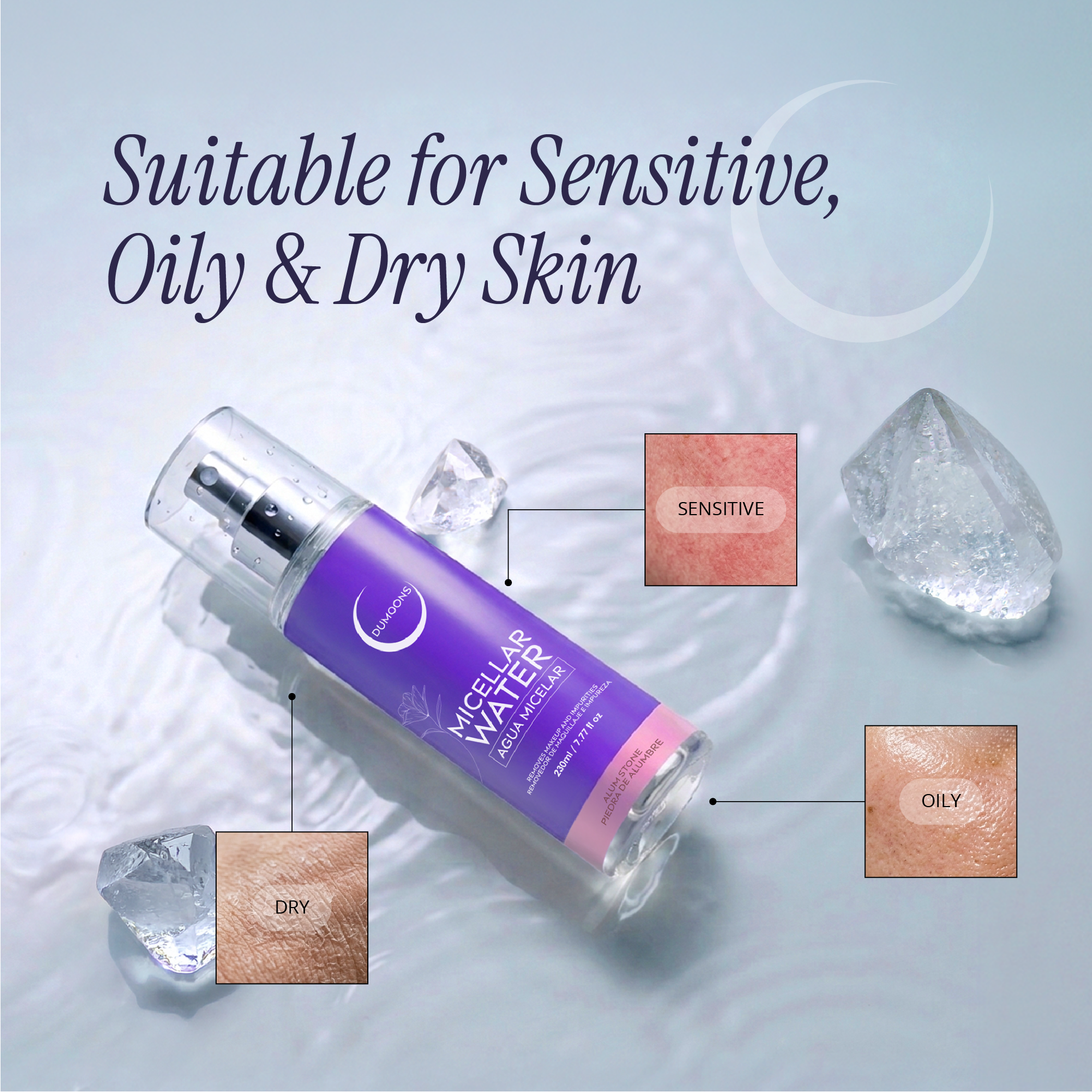 Micellar Water Makeup Remover – Alum Stone Infused, 7.7 oz