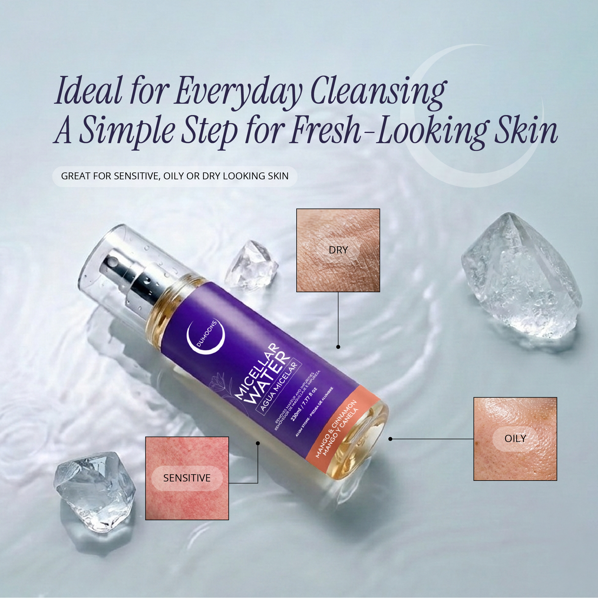 Micellar Water Makeup Remover – Alum Stone Infused, 7.7 oz