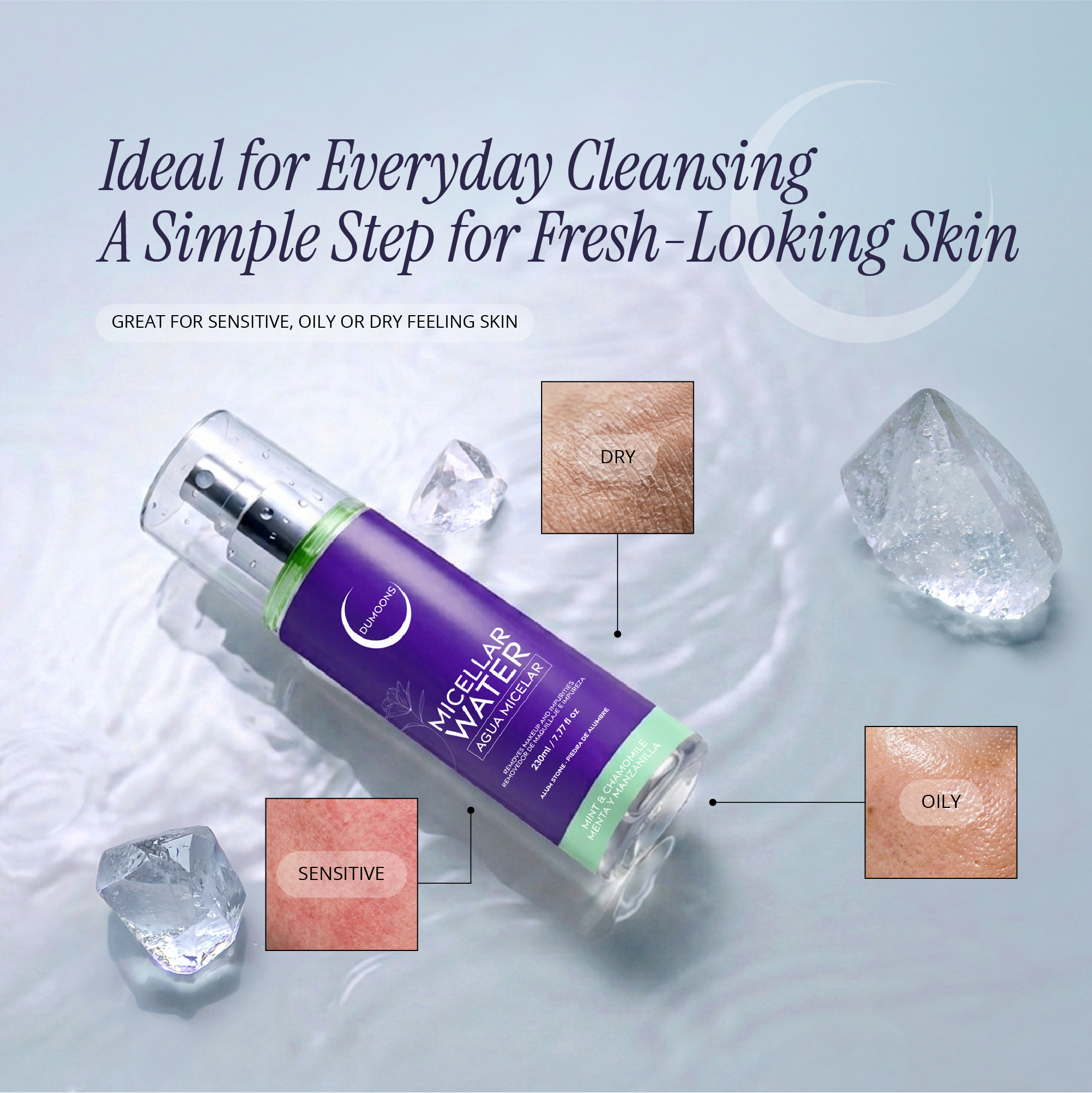 Micellar Water Makeup Remover – Alum Stone Infused, 7.7 oz