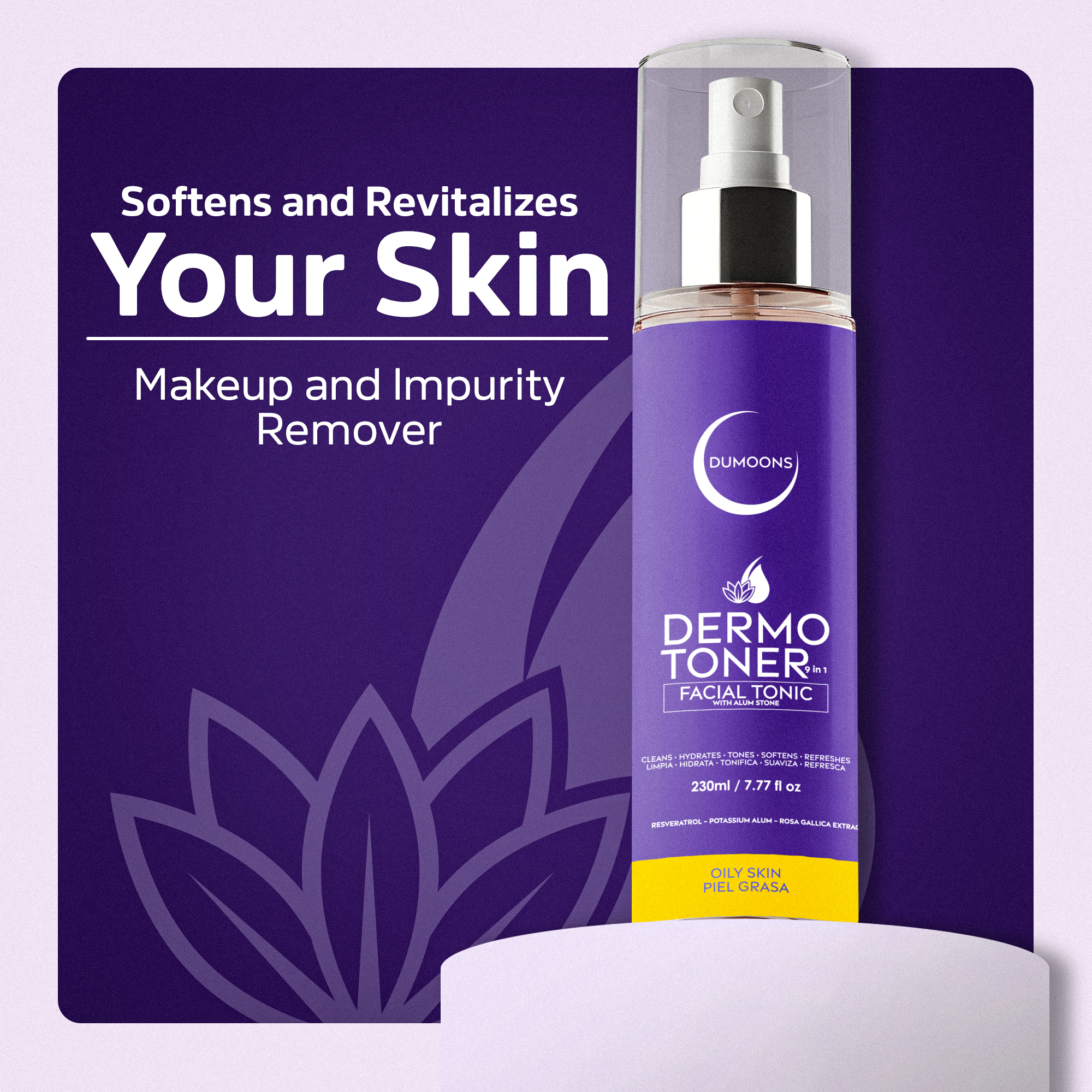 DUMOONS Face Toner , Hydrating Facial Mist for Women with Hyaluronic Acid, Collagen, Elastin & Alum Stone Extract, Lightweight Toner Spray for Fresh, Balanced-Looking Skin