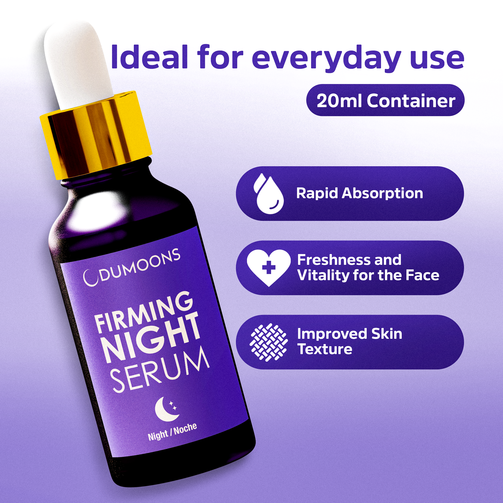 Premium Anti-Aging Night Serum for Face, Hydrating Night Serum with Hyaluronic Acid, Collagen, Vitamin C & Elastin, Lightweight Overnight Facial Serum for Women & Men, 0.67 fl oz
